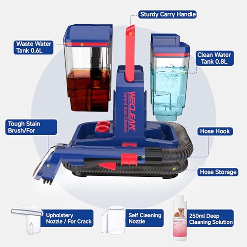 Machine de nettoyage portable WECLEAN C5 pour tapis et tissus avec solution incluse - 6
