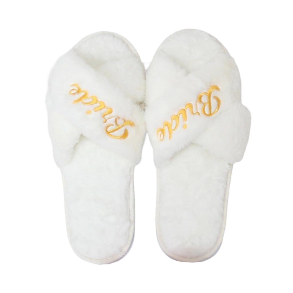 Elnwnnkc 1pair Bride Slippers Bachelorette Slippers Slip Comfortable Bridesmaids Slippers for Bridal Party Wedding