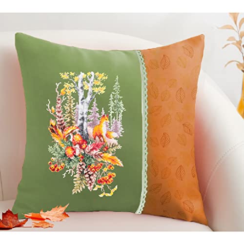 Kit de punto de cruz para decorar tu salón con diseño de bosque multicolor 3