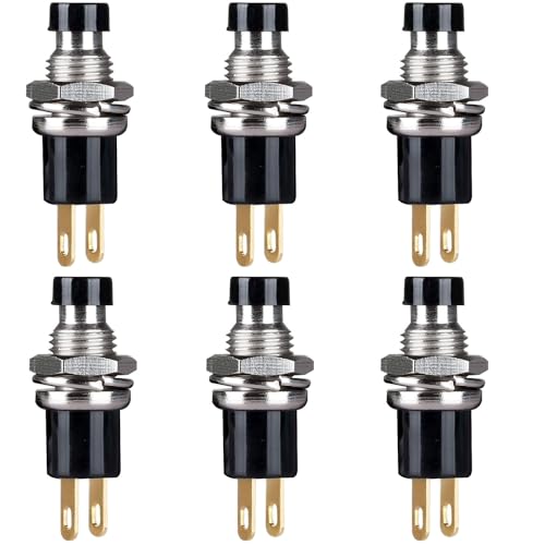 RUNCCI-YUN 6Pcs 7mm mini rond Autobloquant bouton poussoir 12v,SPST on/Off, bouton poussoir arduino,pour Trompette de Voiture, PC, Lampe de Table, Sonnette de...