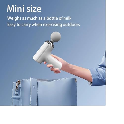 Image of Massage Gun | Massage Machine for Body Pain | 4 Adjustable Heads for Deep Tissue, Muscle Relief for Back, Shoulder & Foot (Light Blue,White,Black)