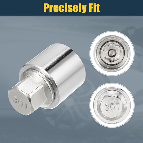 Image of uxcell Vehicle 1 Set 301 Wheel Lock Lug Nut Anti Theft Lug Nut Screw Removal Socket Key for Mercedes Benz Wheel Lock Key with Protector Nut Socket