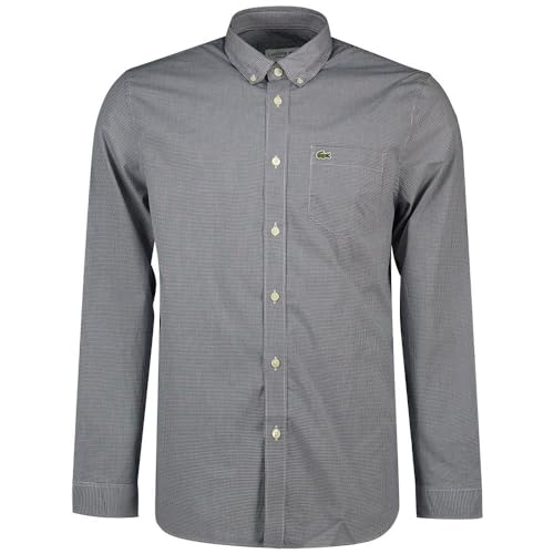 Lacoste de los Hombres Camisa a Cuadros con Bolsillo en el Pecho, Azul, XL