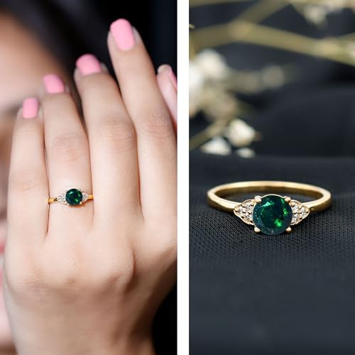 Real Black Opal 6 mm Round Engagement Ring, AAA Quality, Opal Diamond Solitaire Ring - Ideal For Gift2