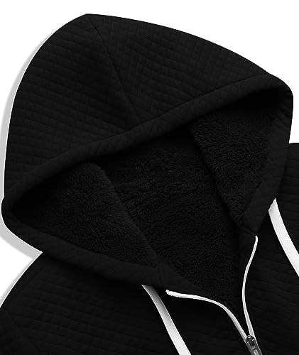 Image of GEEK LIGHTING Mens Fleece Lined Hoodies Zip Up Waffle Knit Thicken Hooded Sweatshirts Winter Jackets