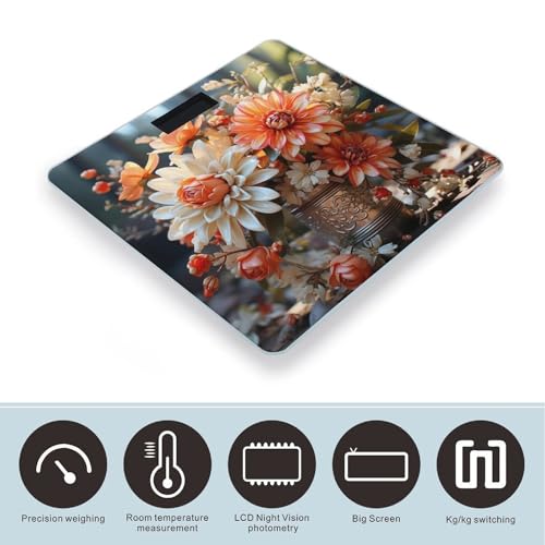 Báscula Digital de Baño con Diseño Floral Naranja miniatura 3