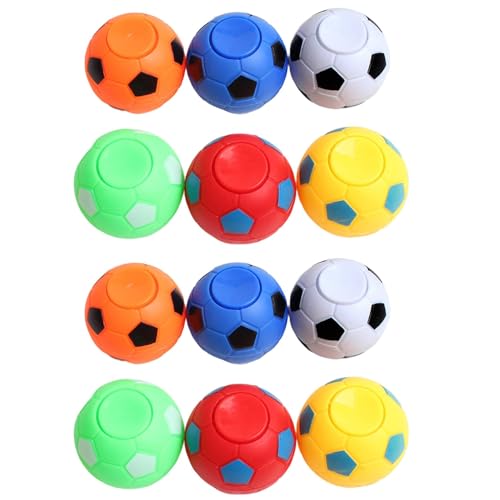 12 Pcs Colorful Hand Fidget Spinner Soccer Balls, Stress Relief Football 3.5cm Rotatable Fidget Soccer Balls, Relief Vent, for Adults Random Desk Ball