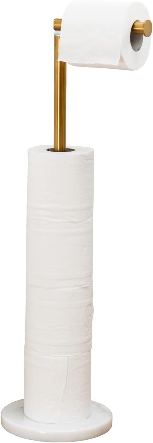 Gold Toilet Paper Holder Stand with Heavy Marble Base, Free