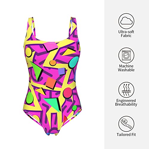 Women's One Piece Swimsuits 80S90S Style Swimwear Retro High Waisted Swimsuit Bikini Bathing Suits Beachwear #TOP5