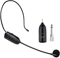 Microfone sem fio, montado na cabeça e portátil 2 em 1, alcance efetivo de 50 metros, adequado para amplificadores, professores, fitness, igrejas, discursos
