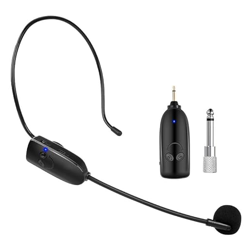 HUACAM Micrófono inalámbrico, montado en la cabeza y de mano 2 en 1, alcance efectivo de 50 metros, adecuado para amplificadores, profesores, fitness, iglesias, discursos
