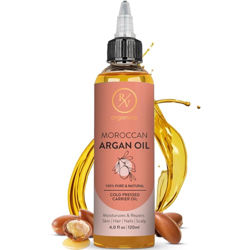 RV Organica Argan Oil 120ml – 100% Pure Cold Pressed Moroccan Argan Oil for Hair, Skin, Face & Nails | Natural Moisturiser for Shine & Hydration – 4.05 fl oz
