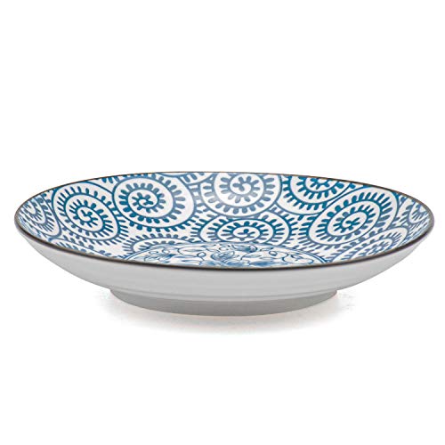 Foraineam Set Of 4 Blue And White Porcelain Serving Plates Floral Dinner Shallow Plates Appetizer Salad Dessert Snack Plate Set #TOP1