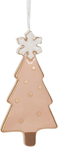 Miniatura 4 de Melrose Adornos de Navidad de árbol de pino, 4 pulgadas, blanco y oro, 6 unidades