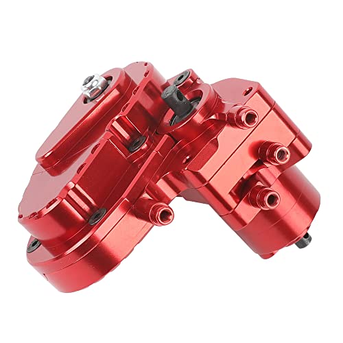RZXYLRC Complete Aluminum Alloy Transmission Case Gearbox for 1/10 RC Crawler Car Axial Capra 1.9 UTB Upgrades (Red) - Thumbnail 4
