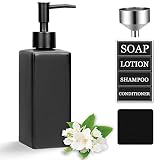 Black Soap Dispenser, Matte Black 11.8oz/350ml Glass Soap Dispenser with Matte Pump Head,Countertop