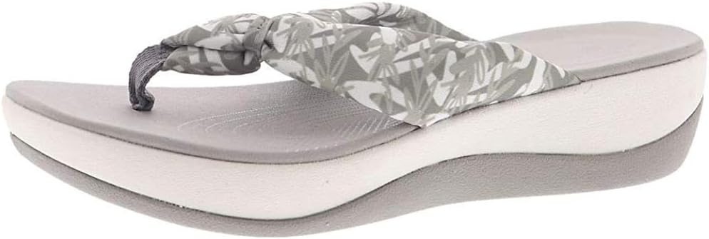 Clarks Women's Arla Glison Flip-Flop 9 Grey/White Floral Textile