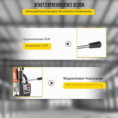 Mophorn Bohrmaschine, magnetisch, 980 W, 35 mm, maximale Magnetkraft 10.000 N, Tiefe 50 mm, Bohrsystem