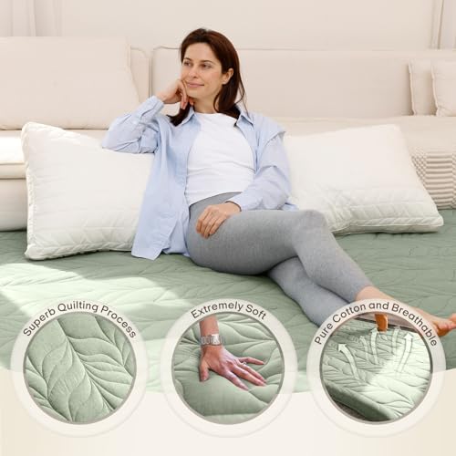 Image of ZonLi Japanese Floor Mattress Futon Mattress King Size, 6 inch Thicken Roll Up Tatami Mat 100% Cotton Washable Cover, Portable & Foldable Floor Bed Mattress for Sleeping, Dormitory, Adult Kids, Green