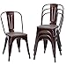 COSTWAY 18 Inch Dining Chair Set of 4, Industrial Vintage Stackable Metal Stools, Counter Bar Stools with High Backrest, Wood Seat, for Home, Kitchen and Cafe Bar Use
