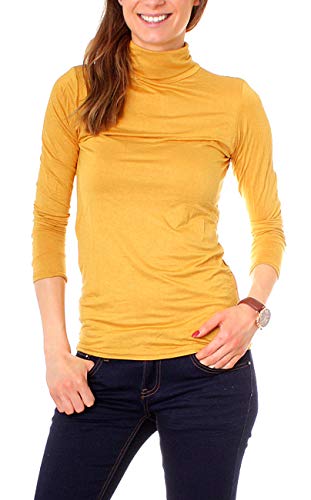 Easy Young Fashion Basic Damen Langarm Shirt Rollkragen Unterziehrolli One Size Maisgelb Cover