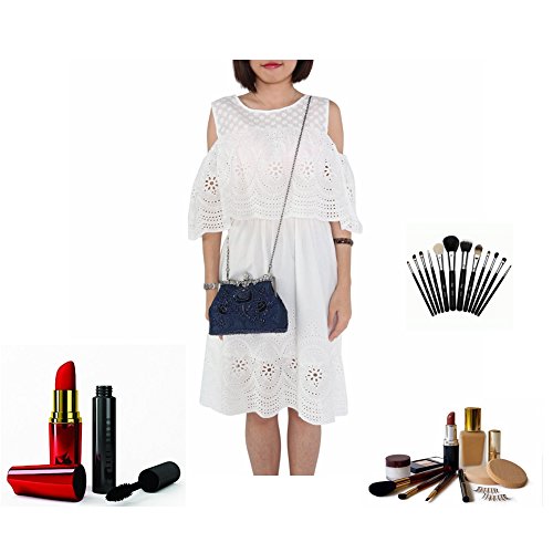 Uborse Women's Embroidered Beaded Clutch Bag Sequin Evening Navy Blue Large Wedding Party Purse Vintage Bags #TOP5