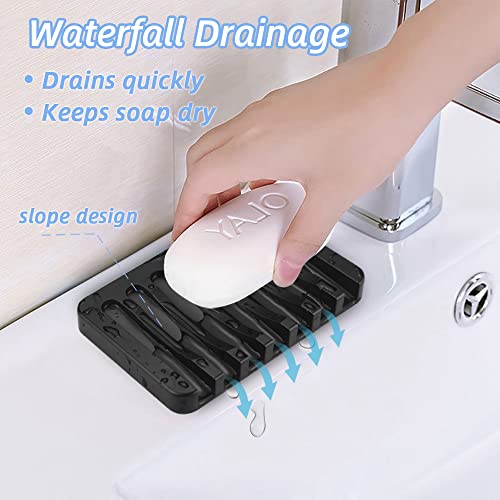 Metal Soap Bar Dish Holder,Rust Proof Self Draining Tray To Keep Soap Dry,Premium Aluminum Alloy Bath Soap Dish,Kitchen Sink Flat Sponge Holder,Durable Soap Dish For Shower,Tub(Black) #TOP1