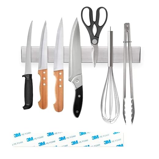 Barra Magnetica para Cuchillos, Portacuchillos Magnetico 30cm, Imán Cuchillos con Cinta Adhesiva, Fácil Montaje, para Cuchillos de Acero Inoxidable de Cocina, Herramientas Otros Utensilios