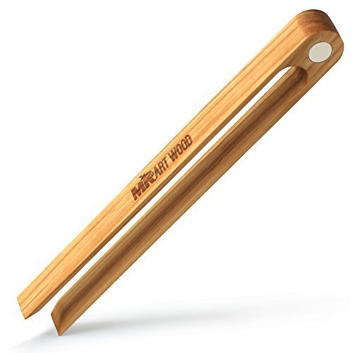 Magnetic Wooden Toaster Tongs | 8.7-Inch Premium Ashwood, Non-Toxic Kitchen Utensil for Cooking, Toast, Bacon, Muffins, Bagels, Bread | Ideal for Grilling, BBQ, Serving