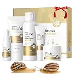 Korean Glass Skin Set,Korean Skincare,5-Step Korea Snail Mucin Skincare Set with Hyaluronic Acid ：Hydrating Cleanser, Toner, Serum, Eye Cream, Moisturiser,Anti-Aging Face Care Kit for Women