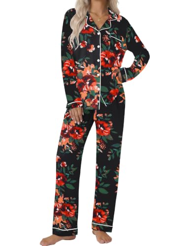 Image of Ekouaer Pajamas Womens Long Sleeve Sleepwear Button Down Loungewear Pjs Set