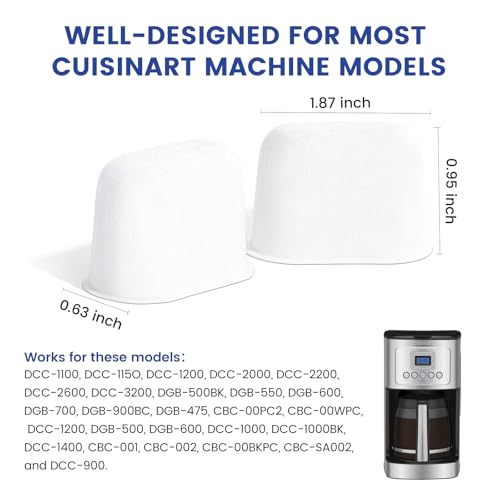 12 Pack Cuisinart Compatible Coffee Filter Replacement by Possiave - Charcoal Water Filter for Cuisinart - Fits all Cuisinart Coffee Machines