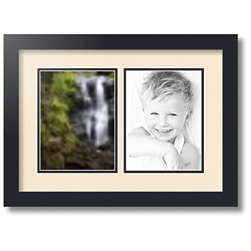 ArtToFrames Collage Photo Frame Double Mat with 2 - 6x8 Openings and Satin Black Frame