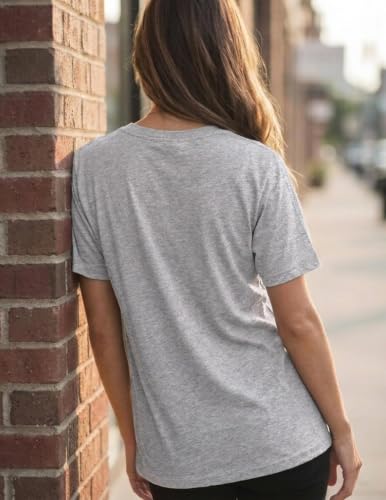LETSEE Short Sleeve Shirts for Women Free Bird Vintage Rock Graphic Tees Casual Crewneck Tops Summer Rock Tee Light Grey - image 4
