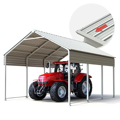 Quictent Heavy Duty 10x16 FT Vertical Roof Metal Carport, Pre-Drilled All Weather Storage Car Shelter for Tractor, Vehicles & Farm Equipment