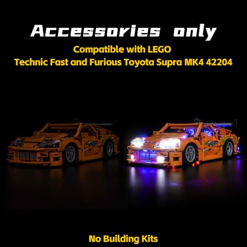 Image of BrickBling Lights Compatible with Lego Fast and Furious Toyota Supra MK4 | LED Light Kit Compatible with Lego Technic 42204 - Not Come with Car