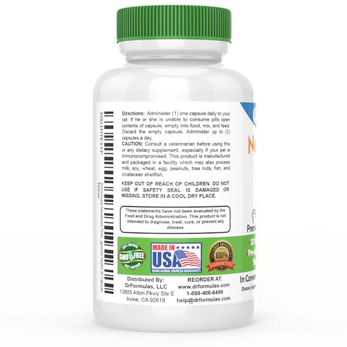 Image of DrFormulas Nexabiotic Probiotics for Cats Powder | Treats Diarrhea for Pets with Saccharomyces Boulardii Lactobacillus Acidophilus, Best Probiotics Supplement for Digestive Health 30 Capsule