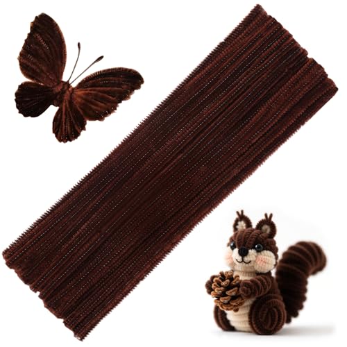 60 Pieces Brown Pipe Cleaners Christmas Craft Pipe Cleaners Pipe Cleaners Chenille Stem Pipe Cleaners Bulk Art Pipe Cleaners for Creative Home Decoration Supplies Arts and Crafts Project