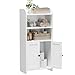 Homhedy Small Bathroom Storage Cabinet, Freestanding Toilet Paper Storage with 2 Doors and Shelves, Bathroom Organizers and Storage for Small Spaces, Laundry Room, 7.9
