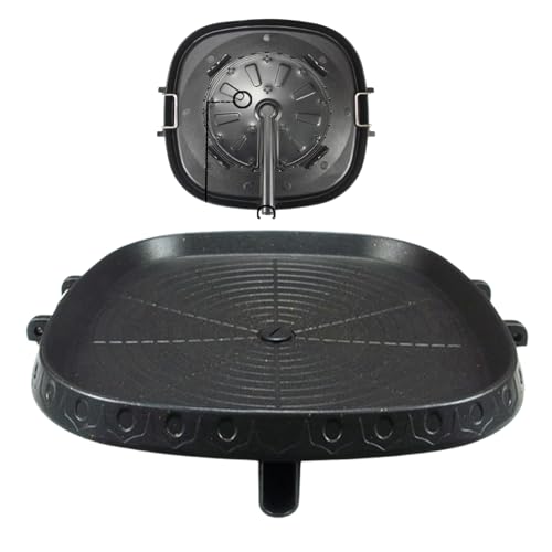 CHYIR Korean-Style Square Grill Pan with Maifan Stone Coated Surface,Non-Stick Smokeless Barbecue Stovetop Plate for Indoor Outdoor BBQ
