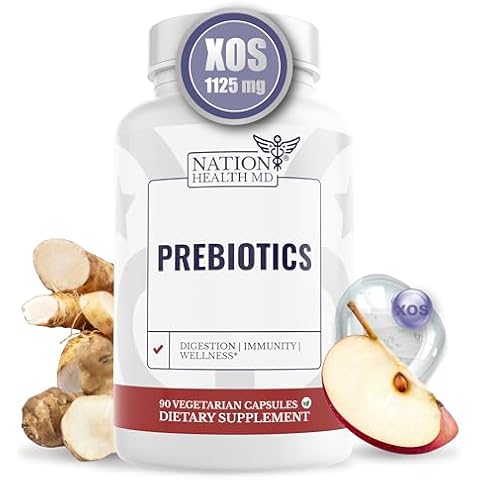 NATION HEALTH MD Prebiotics for Digestion, Immunity and Wellness - with Inulin from Jerusalem Artichoke and Chicory Root - Prebiotics for Women & Men, 90 Capsules Cover