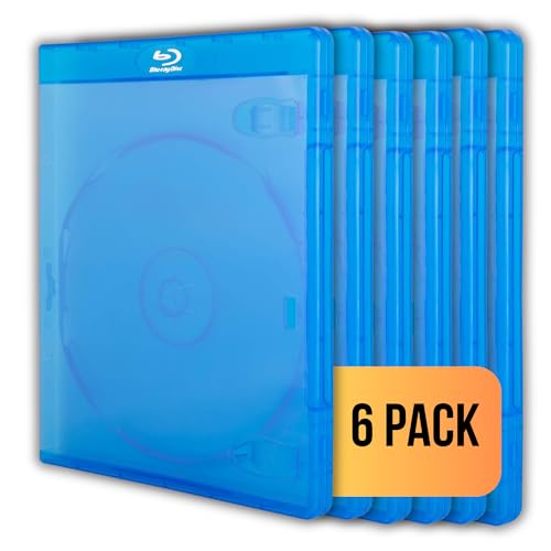 Original Single Blu Ray Cases (6 Pack) Studio Quality Replacement Blu-ray Boxes | 1 Disc Storage Case | 12MM Standard Size | Eco-Friendly Blue Ray Cases