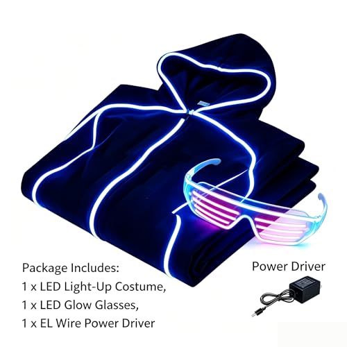 Disfraz luminoso robot con luces LED para adulto miniatura 2
