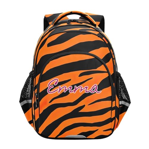 Sac à dos classique à rayures de tigre orange de 17 pouces pour enfants de 6 à 12 ans