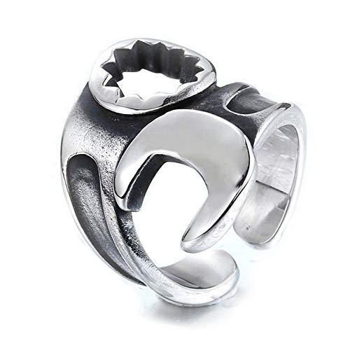 リング 指輪 メンズ 工具 ステンレスリング サージカルステンレス シルバー スパナ ナット ユニーク シルバー 21号(UKサイズ10)
