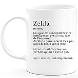 Taza blanca de 330 ml. Taza de regalo Zelda con definición Zelda – Regalo de nombre personalizado para mujer, Navidad, salida, colega, cerámica, color blanco