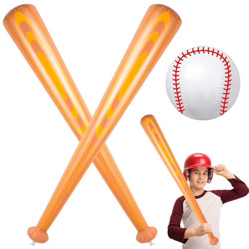 Inflatable Baseball Bat and Ball - 3Pcs Set: 2Pcs 40 Inch Bats & 1Pcs Beach Ball - Perfect for Beach Party Sports Game