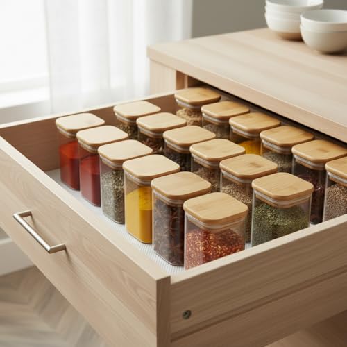 Image of ginoya brothers Airtight Borosilicate Glass Square Jar With Wooden Or Steel Lid Multi-Size, Container for Spices, Coffee, Grains, Snacks & Kitchen Organization (2, WOODEN LID, 270 ML)