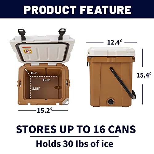 Echosmile Insulated Portable Cooler 14-45 Qt, Rotomolded Cooler With Sealing Ring, 5 Days Ice Cooler, Lightweight Ice Chest Box, Hard Cooler For Bbq, Beach, Drink, Camping, Pincnic #TOP2