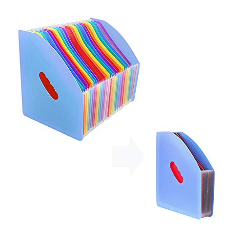 Marte Vanci - Organizador de documentos para escritorio, diseño de acordeón (tamaño A4, archivador de documentos), color Arco iris azul # 24 piezas Cover